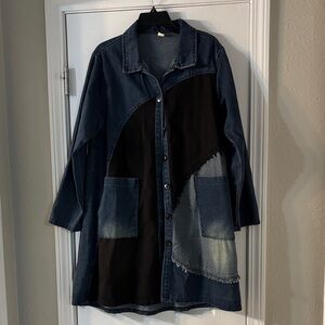 Chic Denim Patchwork Coat